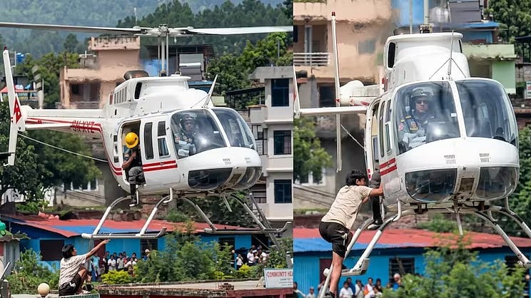 ನೇಪಾಳ ಪ್ರವಾಹ: ಪ್ರಾಣ ಉಳಿಸಿಕೊಳ್ಳಲು ಟೆರೇಸ್ ಮೇಲೆ ಟಿ-ಶರ್ಟ್ ಬೀಸಿದ ಯುವಕ, ರೋಚಕ ಕಾರ್ಯಾಚರಣೆಯ Video!