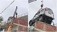 ಕಳ್ಳತನದಿಂದ ರಕ್ಷಿಸಲು ವಿಲಕ್ಷಣ ಪ್ಲಾನ್: ಕ್ರೇನ್ ಬಳಸಿ ಎರಡನೇ ಮಹಡಿಗೆ ಹೊಸ ಎಸ್ ಯುವಿ ಶಿಫ್ಟ್: ವಿಡಿಯೋ ವೈರಲ್!