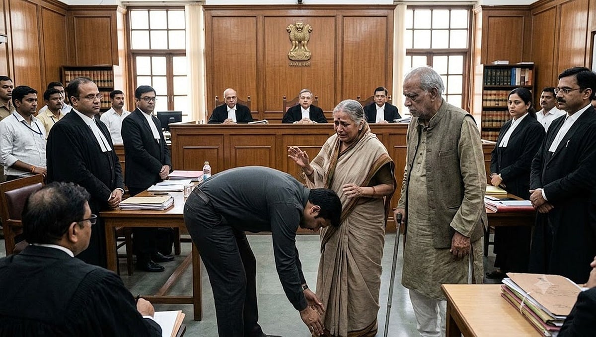 'ತಾಯಿಯ ಪಾದಗಳನ್ನು ಮುಟ್ಟಿ ಕ್ಷಮೆ ಕೇಳಿ': ಪೋಷಕರ ಆಸ್ತಿ ಕಬಳಿಸಲು ಯತ್ನಿಸಿದ ಮಗನಿಗೆ ಸುಪ್ರೀಂ ಕೋರ್ಟ್ ಛೀಮಾರಿ!
