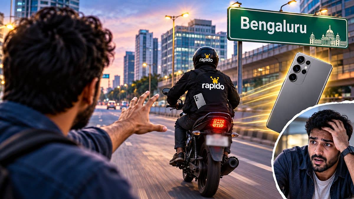 ಬೈಕ್ನಲ್ಲಿ ಫೋನ್ ಚಾರ್ಜ್ಗಿಟ್ಟ ಪ್ರಯಾಣಿಕನಿಗೆ ಶಾಕ್: ಟೈರ್ನಲ್ಲಿ ಗಾಳಿ ಇಲ್ಲವೆಂದು ಕೆಳಗಿಳಿಸಿ 1 ಲಕ್ಷ ರೂ ಮೊಬೈಲ್ನೊಂದಿಗೆ Rapido ಚಾಲಕ ಪರಾರಿ!