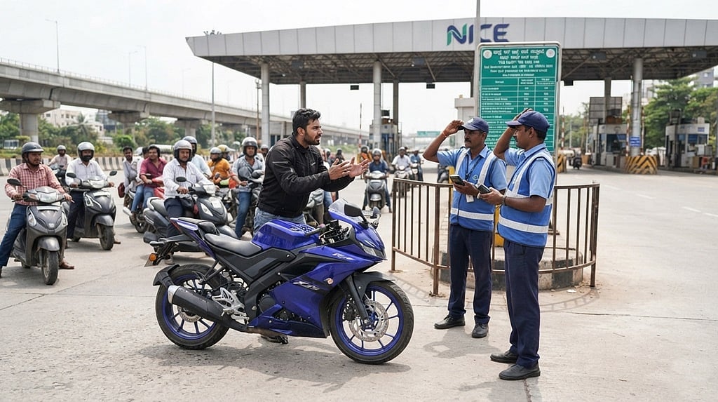 NICE toll ಬಳಿ ಹೈಡ್ರಾಮಾ: ಕೋರ್ಟ್ ಆರ್ಡರ್ ನೆಪದಲ್ಲಿ 4 ಗಂಟೆ ರಸ್ತೆ ಬ್ಲಾಕ್ ಮಾಡಿದ ಬೈಕ್ ಸವಾರ; FIR ದಾಖಲು