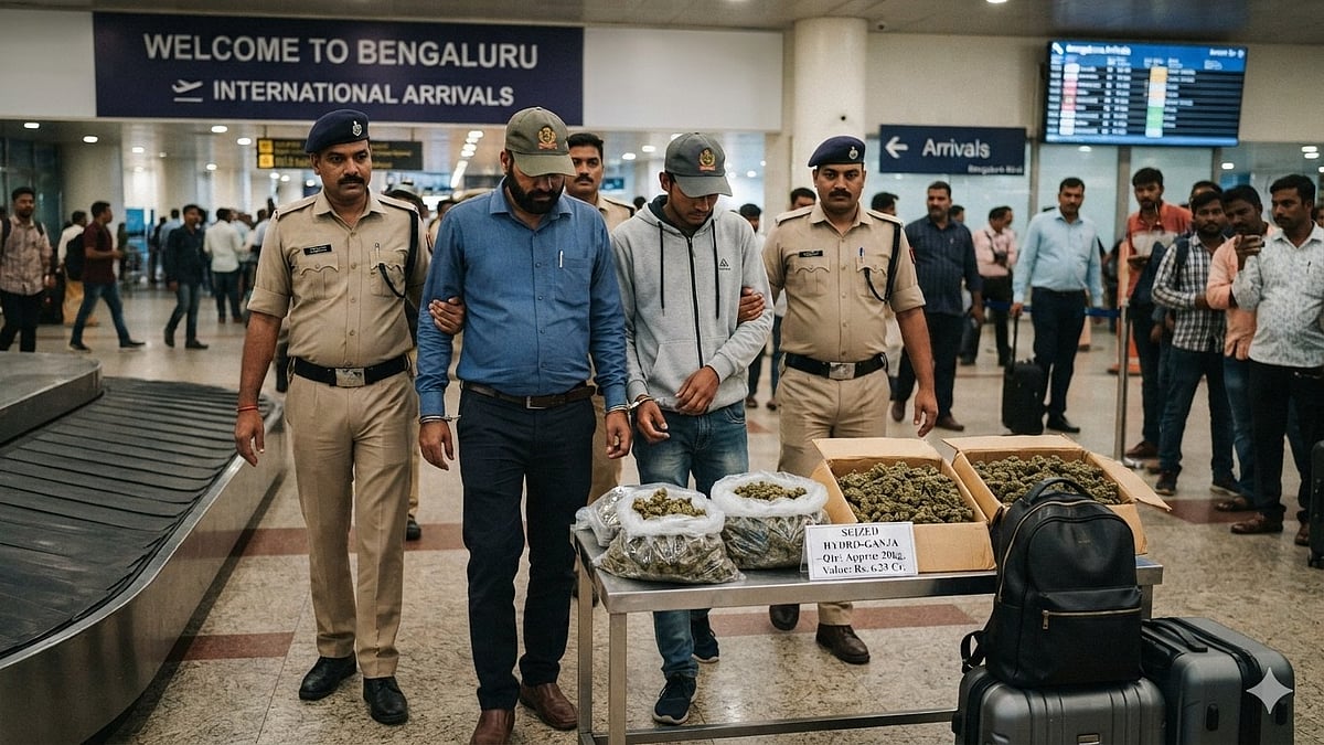 ಬ್ಯಾಂಕಾಕ್‌ನಿಂದ ಬಂದವರ ಬ್ಯಾಗ್‌ನಲ್ಲಿ 6.33 ಕೋಟಿ ರೂ ಮೌಲ್ಯದ ಗಾಂಜಾ ಪತ್ತೆ; ಬೆಂಗಳೂರು ಏರ್‌ಪೋರ್ಟ್‌ನಲ್ಲಿ ಇಬ್ಬರ ಬಂಧನ!