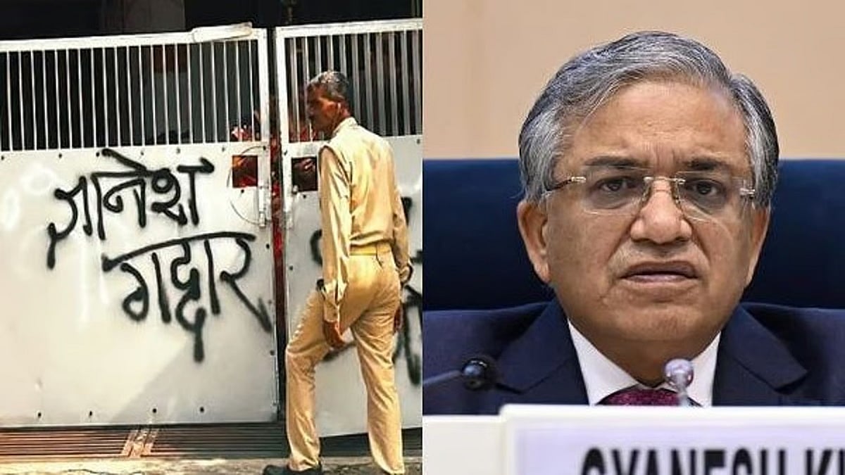 CEC ಮನೆ ಗೇಟ್ ಮೇಲೆ 'ಗದ್ದರ್ ಜ್ಞಾನೇಶ್' ಬರಹ: 20 ಕಾಂಗ್ರೆಸ್ ಕಾರ್ಯಕರ್ತರ ವಿರುದ್ಧ ಕೊಲೆ ಯತ್ನ ಕೇಸ್; 6 ಮಂದಿ ಬಂಧನ!