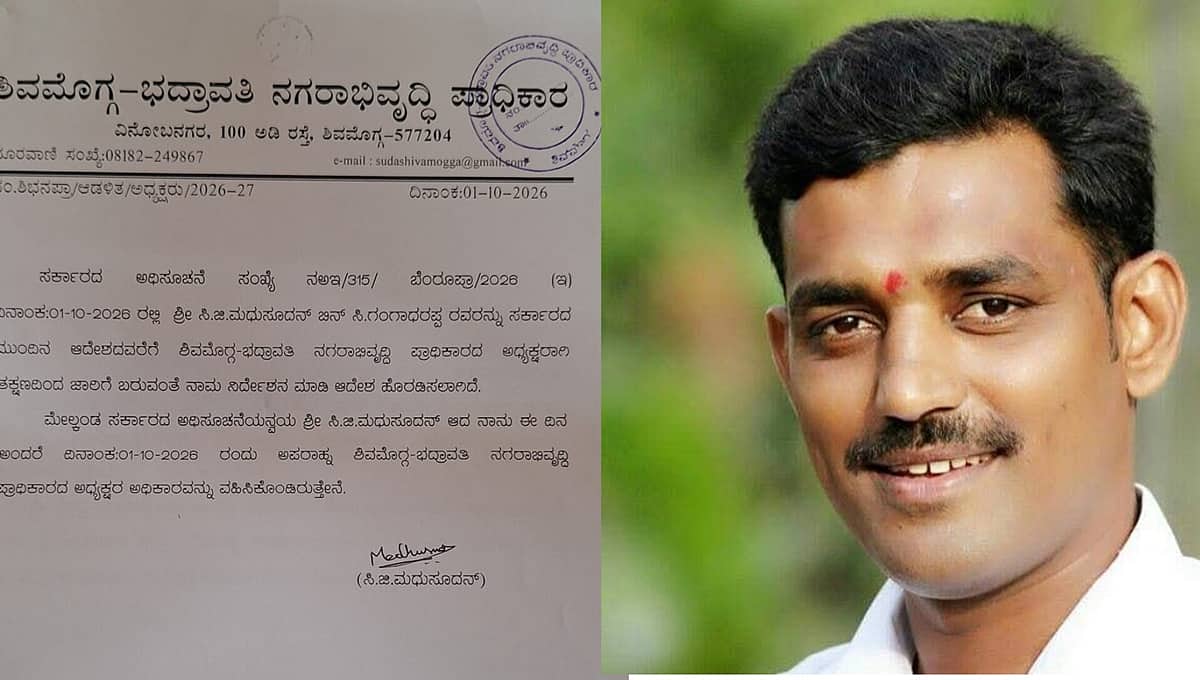 ಮಧು ಬಂಗಾರಪ್ಪ ವಿರುದ್ಧ ಆರೋಪ ಮಾಡಿದ್ದ ಎಚ್.ಎಸ್ ಸುಂದರೇಶ್ ಗೆ ಶಾಕ್: ಸೂಡಾ ಅಧ್ಯಕ್ಷರಾಗಿ ಸಿ.ಜಿ ಮಧುಸೂದನ್ ನೇಮಕ