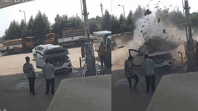 CNG ರೀಫಿಲ್ ವೇಳೆ ಭೀಕರ ಸ್ಫೋಟ; NH-48ರಲ್ಲಿ ಭಯಾನಕ ಘಟನೆ, ಬದುಕಿದ್ದೇ ಅಚ್ಚರಿ! Video