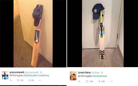 ಟ್ವೀಟರ್‌ನಲ್ಲಿ #putoutyourbats ಮೂಲಕ ಹ್ಯೂಸ್‌ಗೆ ಶ್ರದ್ಧಾಂಜಲಿ