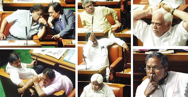 ವಿಧಾನಸಭೆಯಲ್ಲಿ ಮಂಗಳವಾರ ಕಂಡುಬಂದ ಜನಪ್ರತಿನಿಧಿಗಳ ಭಾವಭಂಗಿ...