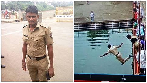ನದಿಗೆ ಹಾರಿ ವ್ಯಕ್ತಿಯೊಬ್ಬನ ಜೀವ ರಕ್ಷಿಸಿದ ಪೊಲೀಸ್