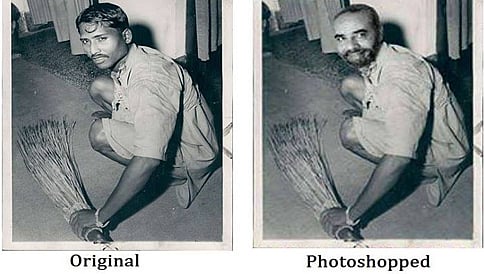 ನೆಲ ಗುಡಿಸುತ್ತಿರುವ ಮೋದಿಯವರ ಹಳೇ ಫೋಟೋ 'ನಕಲಿ'