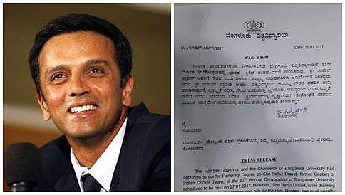 ಬೆಂಗಳೂರು ವಿವಿ ಗೌರವ ಡಾಕ್ಟರೇಟ್ ನಿರಾಕರಿಸಿದ ರಾಹುಲ್ ದ್ರಾವಿಡ್