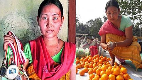 ರಸ್ತೆ ಬದಿಯಲ್ಲಿ ಹಣ್ಣಿನ ವ್ಯಾಪಾರ ಮಾಡುತ್ತಿರುವ ರಾಷ್ಟ್ರೀಯ ಕ್ರೀಡಾಪಟು ಬುಲಿ ಬಸುಮತರಿ