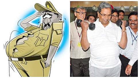 ನಮ್ಮ ಹಾಗೆ ಹೊಟ್ಟೆ ಬೆಳೆಸಿಕೊಳ್ಳಬೇಡಿ: ಪೊಲೀಸರಿಗೆ ಸಿಎಂ ಫಿಟ್ ನೆಸ್ ಪಾಠ
