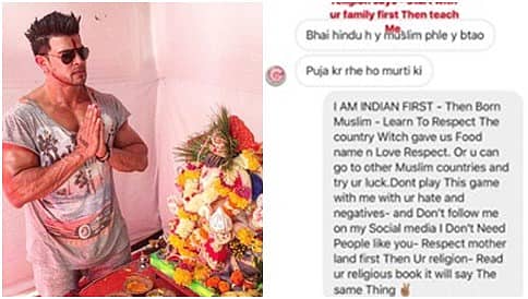 ಗಣೇಶ ಮೂರ್ತಿಗೆ ಕೈಮುಗಿದ ನೀವು ಹಿಂದೂನಾ-ಮುಸ್ಲಿಮಾ? ಹಿಂಬಾಲಕನ ಪ್ರಶ್ನೆಗೆ ಸಾಯಿಲ್ ಖಾನ್ ತಿರುಗೇಟು