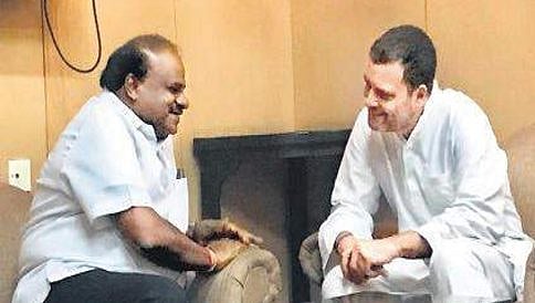 ರಾಹುಲ್- ಕುಮಾರಸ್ವಾಮಿ ಭೇಟಿ: ಉಪಚುನಾವಣೆ, ಬಿಎಸ್ ಪಿ ಸಚಿವರ ರಾಜಿನಾಮೆ ಬಗ್ಗೆ ಚರ್ಚೆ