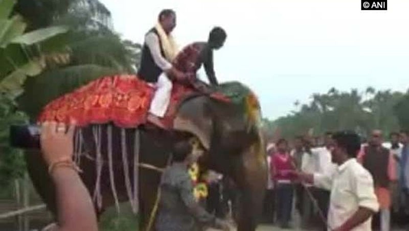 ಮೆರವಣಿಗೆ ವೇಳೆ ಆನೆ ಮೇಲಿಂದ ಕೆಳಗೆ ಬಿದ್ದ ಅಸ್ಸಾಂ ಡೆಪ್ಯುಟಿ ಸ್ಪೀಕರ್, ವಿಡಿಯೋ ವೈರಲ್