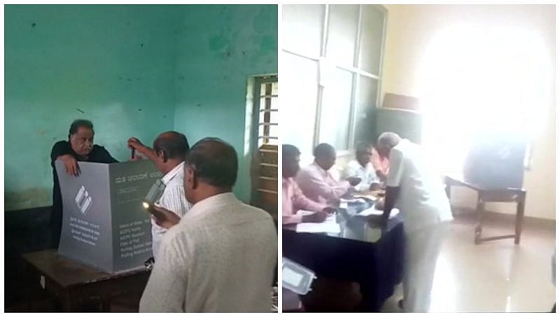 ಮೊಬೈಲ್ ಟಾರ್ಚ್ ಬೆಳಕಿನಲ್ಲಿ ಮತ ಚಲಾಯಿಸಿದ ಅಂಬರೀಷ್: ಬಿಎಸ್ ವೈ, ಮಧುಬಂಗಾರಪ್ಪ ಮತದಾನ