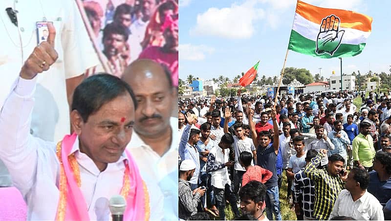 ಪಂಚ ರಾಜ್ಯ ಚುನಾವಣೆ: 3 ರಾಜ್ಯಗಳಲ್ಲಿ ಕಾಂಗ್ರೆಸ್ , ತೆಲಂಗಾಣದಲ್ಲಿ ಟಿಆರ್ ಎಸ್ ಸರ್ಕಾರ ರಚನೆಯತ್ತ ಚಿತ್ತ