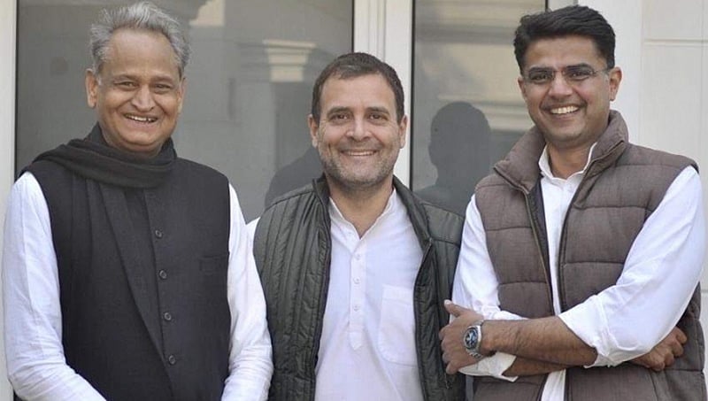 ಗೆಹ್ಲೋಟ್, ಪೈಲಟ್ ಜತೆ ಇರುವ ಫೋಟೋ ಟ್ವೀಟ್ ಮಾಡಿದ ರಾಹುಲ್, ಶೀಘ್ರದಲ್ಲೇ ರಾಜಸ್ಥಾನ ಸಿಎಂ ಹೆಸರು ಘೋಷಣೆ