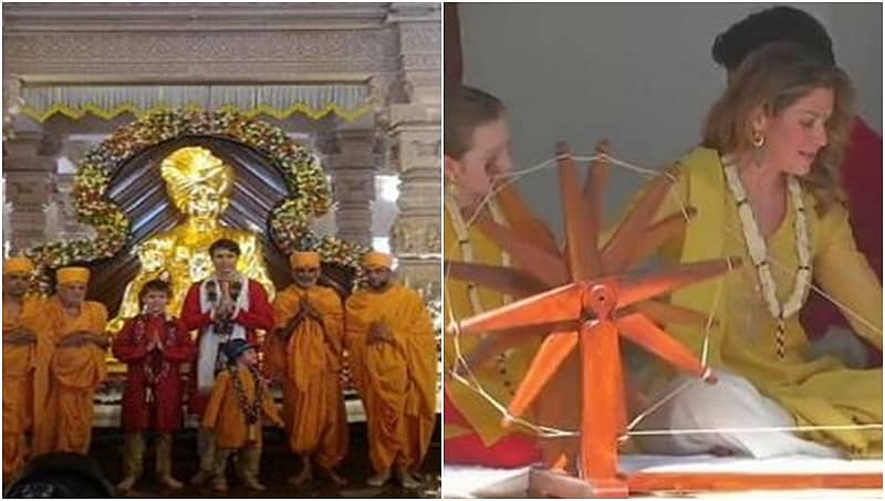 ಸಬರಮತಿ ಆಶ್ರಮ, ಅಕ್ಷರಧಾಮ ದೇವಸ್ಥಾನಕ್ಕೆ ಕೆನಡಾ ಪ್ರಧಾನಿ ಜಸ್ಟಿನ್ ಟ್ರುಡ್ಯೂ, ಕುಟುಂಬ ಭೇಟಿ