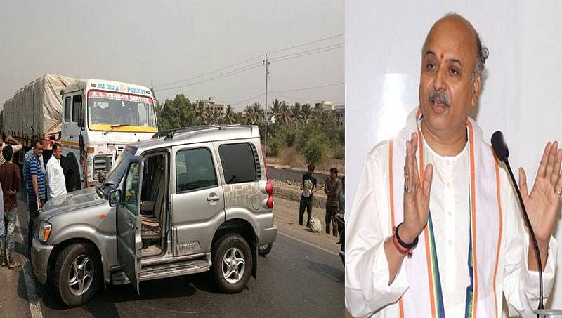 ತೊಗಾಡಿಯಾ ಪ್ರಯಾಣಿಸುತ್ತಿದ್ದ ಕಾರಿಗೆ ಟ್ರಕ್ ಡಿಕ್ಕಿ: ಕೂದಲೆಳೆ ಅಂತರದಲ್ಲಿ ಪಾರು