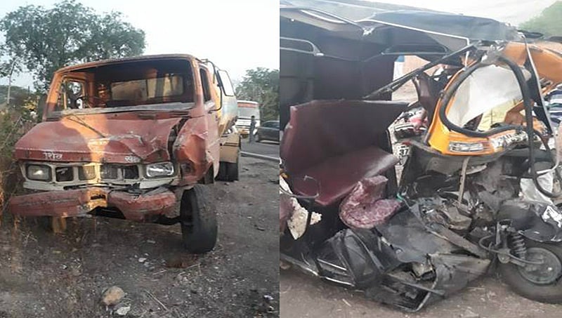 ನೀರಿನ ಟ್ಯಾಂಕರ್-ಆಟೋ ನಡುವೆ ಭೀಕರ ಅಪಘಾತ, 9 ಮಂದಿ ದುರ್ಮರಣ
