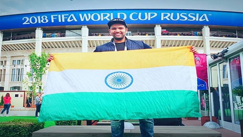 ರಷ್ಯಾದಲ್ಲಿ ತ್ರಿವರ್ಣ ಧ್ವಜ ಹಾರಿಸಿದ ರೋಹಿತ್ ಶರ್ಮಾ