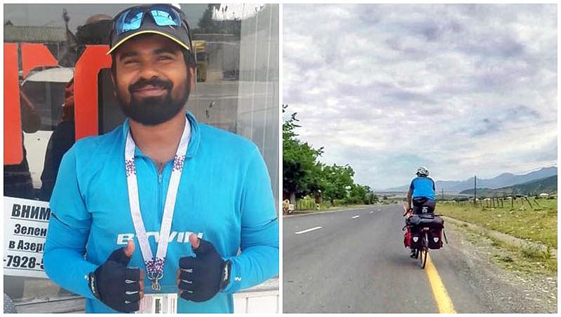 ಫಿಫಾ ವಿಶ್ವ ಕಪ್ ಪಂದ್ಯಗಳನ್ನು ನೋಡಲು 4 ಸಾವಿರ ಕಿಮೀ ಸೈಕಲ್ ತುಳಿದ ಕೇರಳದ ಶಿಕ್ಷಕ!