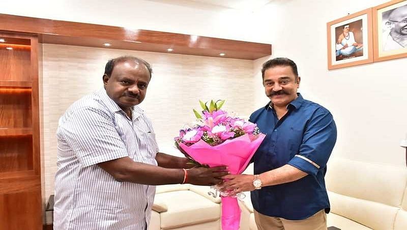 ಸಿಎಂ ಕುಮಾರಸ್ವಾಮಿ ಭೇಟಿ ಮಾಡಿದ ಕಮಲ್ ಹಾಸನ್: ಕಾವೇರಿ ನದಿ ನೀರು ಹಂಚಿಕೆ ಬಗ್ಗೆ ಚರ್ಚೆ