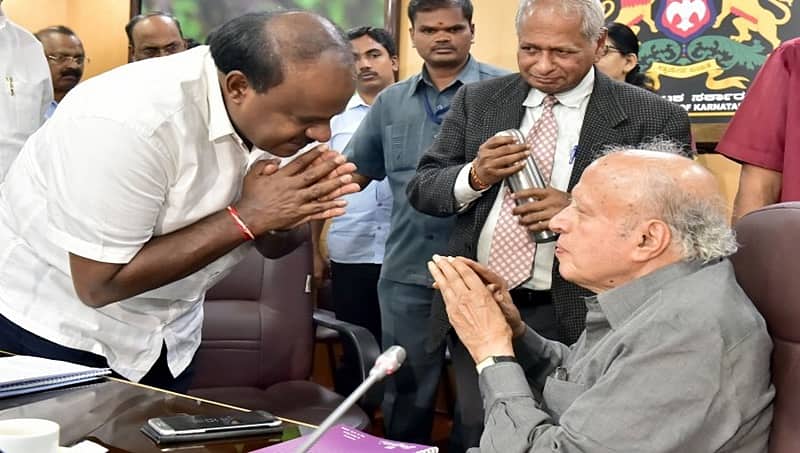 ಕೃಷಿ ತಜ್ಞ ಸ್ವಾಮಿನಾಥನ್ ಜೊತೆ ಹೆಚ್ ಡಿ ಕುಮಾರಸ್ವಾಮಿ ಸಭೆ, ರೈತರ ಸಮಸ್ಯೆ ಕುರಿತು ಚರ್ಚೆ