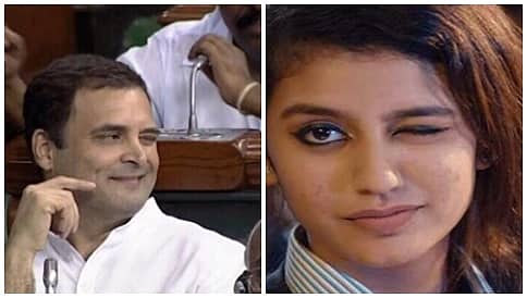 ರಾಹುಲ್ ಗಾಂಧಿ 'ಕಣ್ಸನ್ನೆ'ಗೆ ಪ್ರಿಯಾ ಪ್ರಕಾಶ್ ವಾರಿಯರ್ ಫಿದಾ!