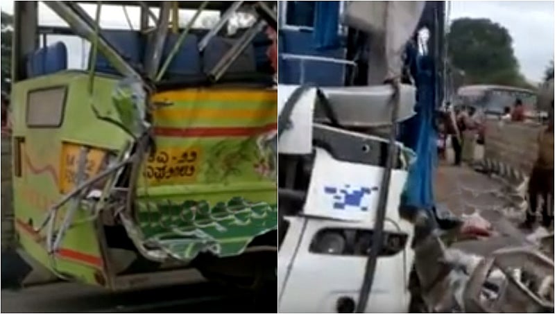 ಕೆಎಸ್ಆರ್ಟಿಸಿ-ಖಾಸಗಿ ಬಸ್ ನಡುವೆ ಭೀಕರ ಅಪಘಾತ, ಮೂವರ ದುರ್ಮರಣ