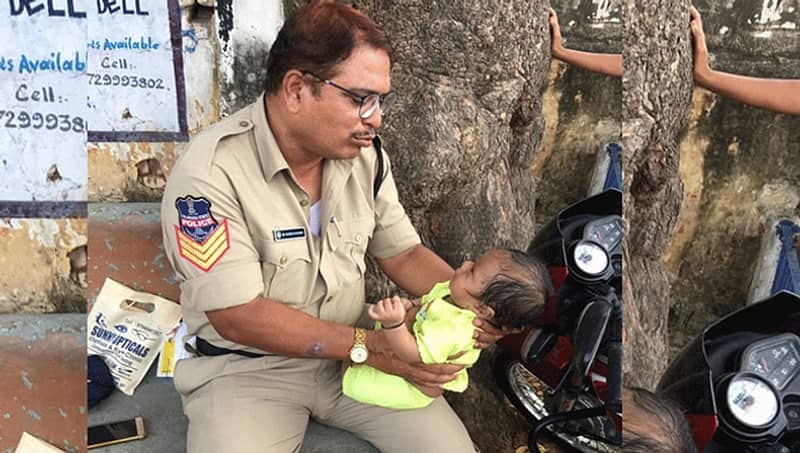ಮಾತೃ ವಾತ್ಸಲ್ಯ: ಪರೀಕ್ಷೆ ಬರೆಯಲು ತೆರಳಿದ ತಾಯಿ, ಮಗುವಿಗೆ ಅಮ್ಮನಾದ ಪೊಲೀಸ್ ಪೇದೆ!