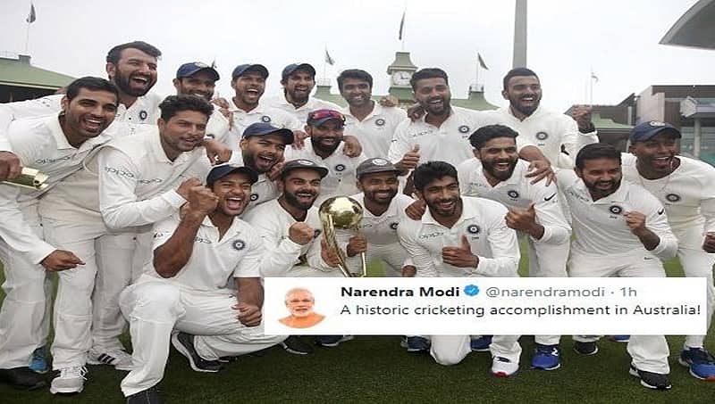 ಆಸ್ಟ್ರೇಲಿಯಾದಲ್ಲಿ ಐತಿಹಾಸಿಕ ಟೆಸ್ಟ್ ಸರಣಿ ಗೆದ್ದ ಟೀಂ ಇಂಡಿಯಾಗೆ ಪ್ರಧಾನಿ, ರಾಷ್ಟ್ರಪತಿಯಿಂದ ಅಭಿನಂದನೆ