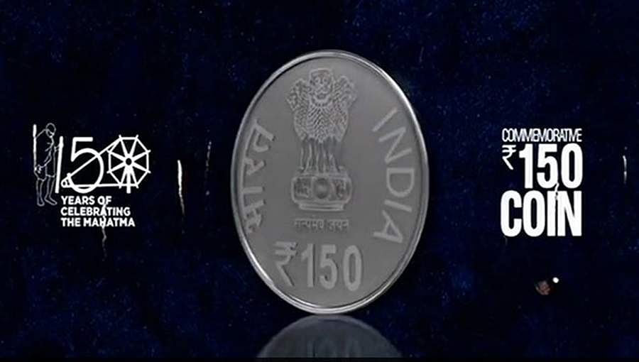 ಗಾಂಧೀಜಿ ಸ್ಮರಣೆಗೆ ರೂ.150 ಮುಖಬೆಲೆಯ ಹೊಸ ನಾಣ್ಯ ಬಿಡುಗಡೆ
