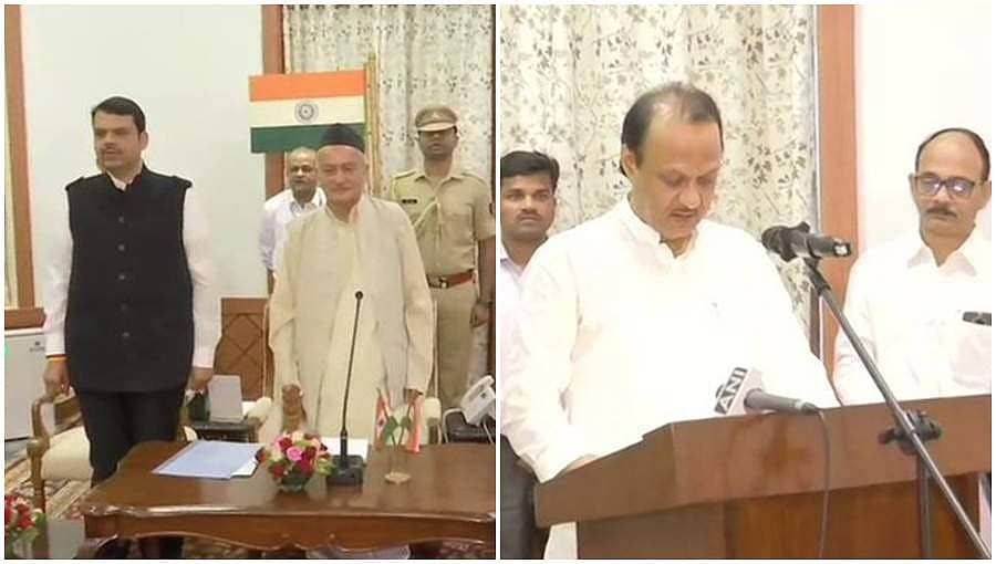 'ಮಹಾ'ರಾಷ್ಟ್ರದಲ್ಲಿ ಅಚ್ಚರಿ ಬೆಳವಣಿಗೆ: ಸಿಎಂ ದೇವೇಂದ್ರ ಫಡ್ನವಿಸ್, ಡಿಸಿಎಂ ಅಜಿತ್ ಪವಾರ್ ಪ್ರಮಾಣವಚನ, ಶಿವಸೇನೆಗೆ ಮುಖಭಂಗ