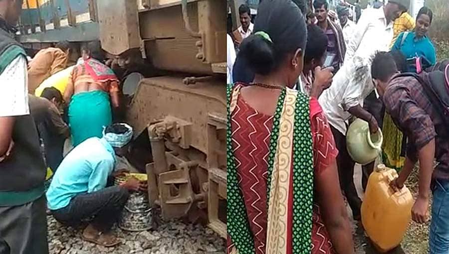 ಇಂಧನ ಸೋರಿಕೆ: ನಿಲ್ದಾಣದಲ್ಲೇ ನಿಂತ ರೈಲು- ಡೀಸೆಲ್ ತುಂಬಿಕೊಳ್ಳಲು ಬಕೆಟ್ ಹಿಡಿದು ಬಂದ ಜನತೆ