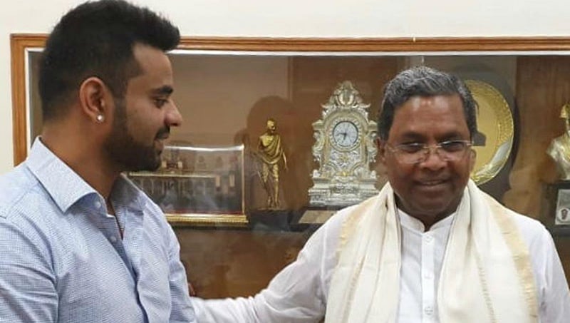 ಹಾಸನ ಜೆಡಿಎಸ್ ಅಭ್ಯರ್ಥಿ ಪ್ರಜ್ವಲ್ ರೇವಣ್ಣರಿಂದ ಕಾಂಗ್ರೆಸ್ ನಾಯಕರ ಭೇಟಿ