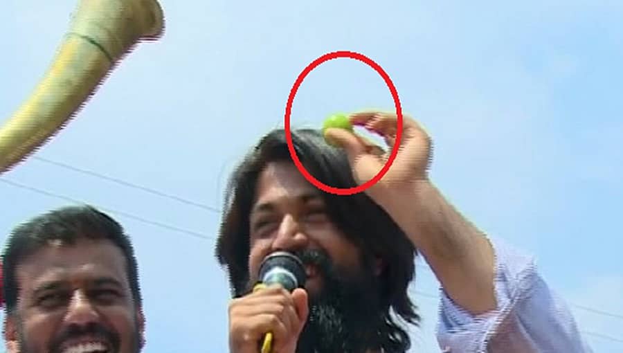 ಯಶ್‍ಗೆ ಅಭಿಮಾನಿಯೊಬ್ಬ ನಿಂಬೆಹಣ್ಣು ಕೊಟ್ಟಿದ್ದೇಕೆ ಗೊತ್ತ?