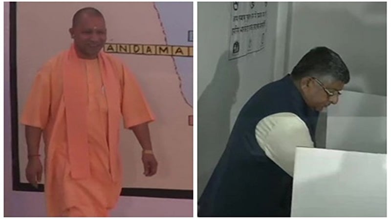 ಲೋಕಸಮರ: ಎಲ್ಲೆಡೆ ಬಿರುಸಿನ ಮತದಾನ, ಯೋಗಿ, ರವಿಶಂಕರ್ ಪ್ರಸಾದ್ ಸೇರಿ ಗಣ್ಯರಿಂದ ಹಕ್ಕು ಚಲಾವಣೆ