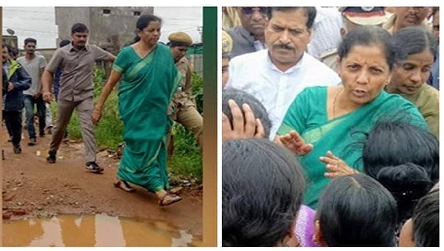 ನೆರೆಪೀಡಿತ ಬೆಳಗಾವಿಗೆ ಕೇಂದ್ರ ವಿತ್ತ ಸಚಿವರ ಭೇಟಿ, 'ನಿಮ್ಮೊಡನೆ ನಾನಿದ್ದೇನೆ' ಎಂದ ನಿರ್ಮಲಾ ಸೀತಾರಾಮನ್