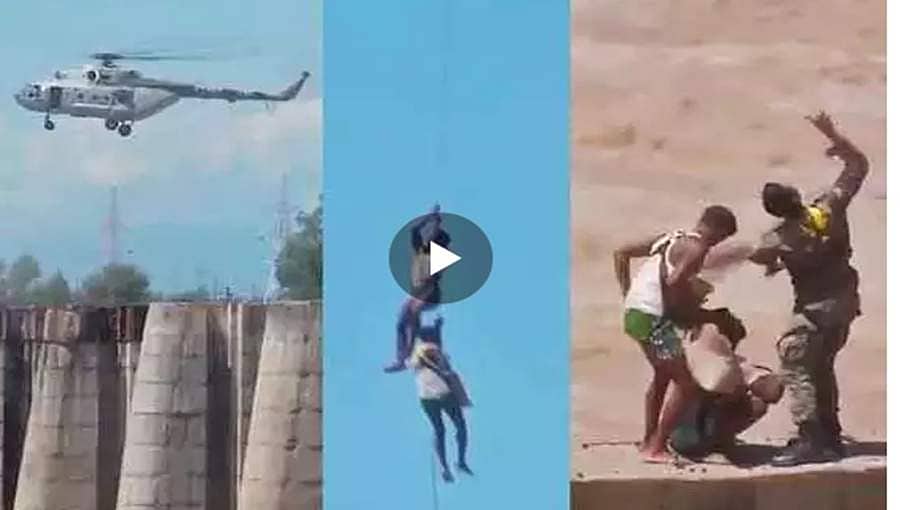 ಜಮ್ಮು- ಕಾಶ್ಮೀರ: ಪ್ರವಾಹದಲ್ಲಿ ಸಿಲುಕಿದ ವ್ಯಕ್ತಿಗಳ ರಕ್ಷಣಾ ಕಾರ್ಯಾಚರಣೆ! ಭಯಾನಕ ವಿಡಿಯೋ