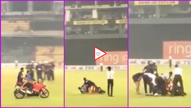 ಏನೋ ಮಾಡಲು ಹೋಗಿ; ಸಂಭ್ರಮಾಚರಣೆ ವೇಳೆ ಬೈಕ್​ ಸ್ಕಿಡ್​ ಆಗಿ ಕೆಳಗೆ ಬಿದ್ದ ಶ್ರೀಲಂಕಾ ಕ್ರಿಕೆಟಿಗರು