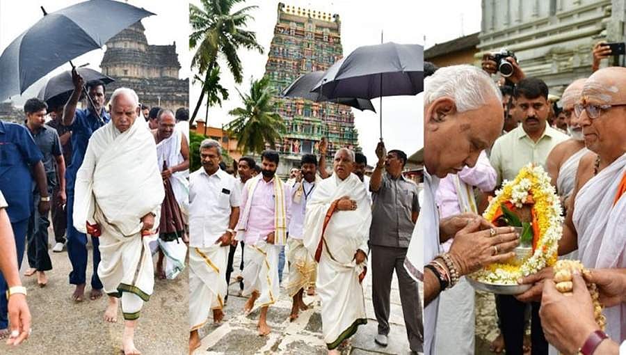 ಶೃಂಗೇರಿ ಶಾರದಾಂಬೆ ಸನ್ನಿಧಿಯಲ್ಲಿ ಸಿಎಂ ಯಡಿಯೂರಪ್ಪ: ಮಳೆ ನಿಲ್ಲಲೆಂದು ವಿಶೇಷ ಪ್ರಾರ್ಥನೆ