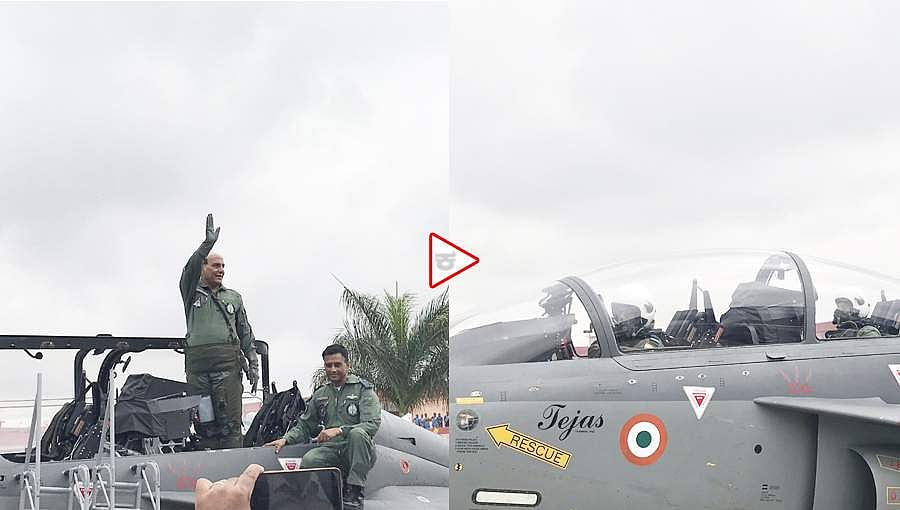 ತೇಜಸ್ ಯುದ್ಧ ವಿಮಾನದಲ್ಲಿ ಹಾರಾಟ ನಡೆಸಿದ ಮೊದಲ ರಕ್ಷಣಾ ಸಚಿವ ರಾಜನಾಥ್ ಸಿಂಗ್