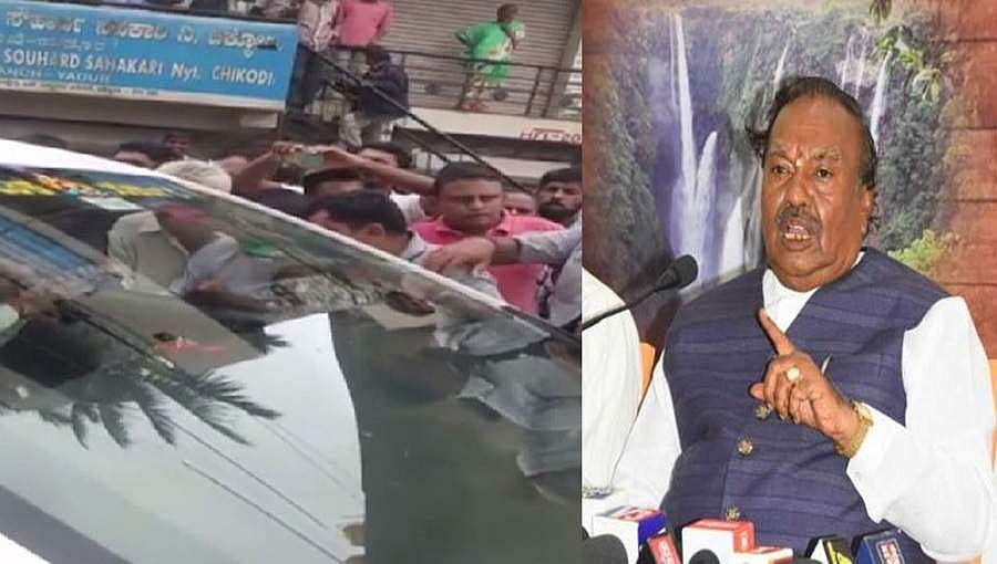 ಸುಮ್ಮನೆ ಹೋಗಿ, ಕೊಡ್ತಿರೋ ಪರಿಹಾರವೇ ಹೆಚ್ಚು: ಈಶ್ವರಪ್ಪ ಕಾರಿಗೆ ಮುತ್ತಿಗೆ ಹಾಕಿ ಸಂತ್ರಸ್ತರ ಕಿಡಿ