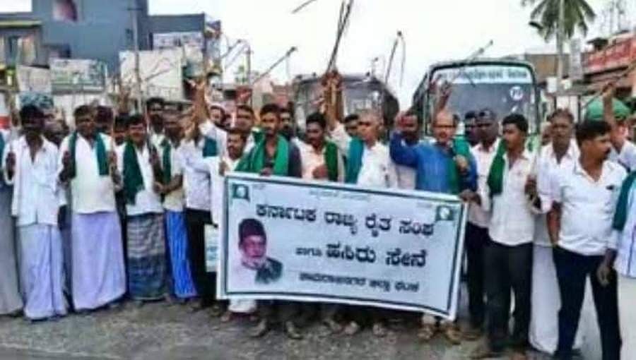 ಅಕ್ರಮ ಗಣಿಗಾರಿಕೆ ವಿರುದ್ಧ ರೈತರಿಂದ ಬಾರುಕೋಲು ಬೀಸಿ ವಿಭಿನ್ನ ಪ್ರತಿಭಟನೆ!