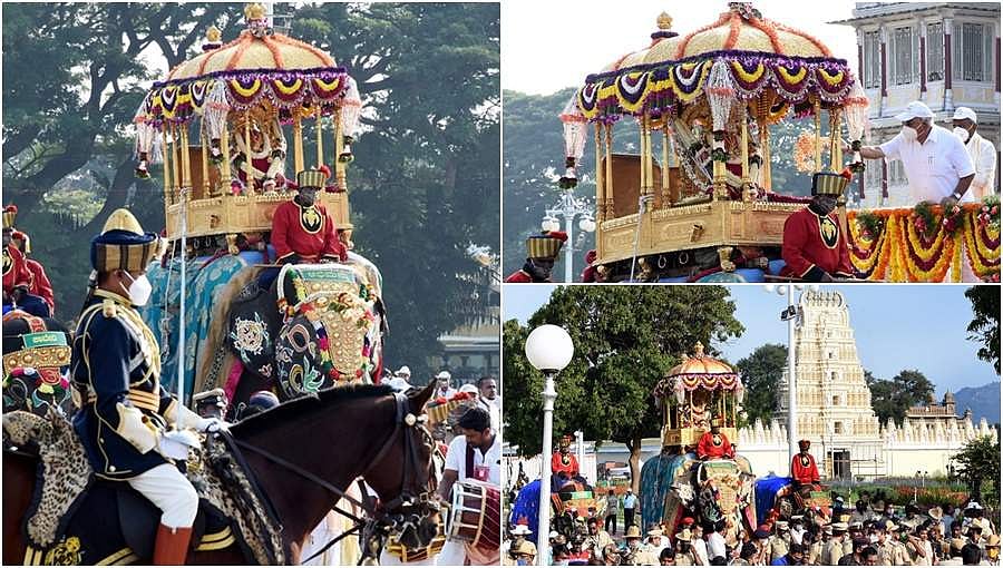 ಪ್ರಪ್ರಥಮ ಬಾರಿಗೆ ಅಂಬಾರಿ ಹೊತ್ತು ಅಭಿಮನ್ಯು ಗಾಂಭೀರ್ಯದ ನಡೆ
