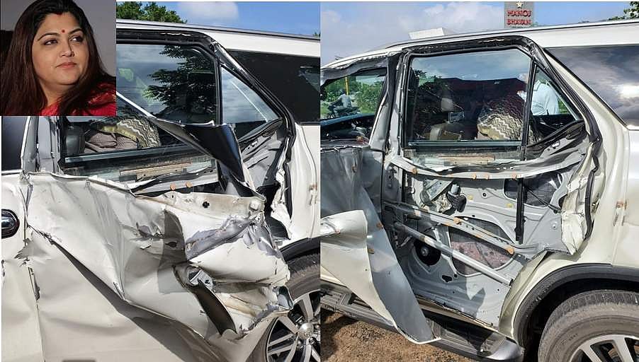 ಬಿಜೆಪಿ ನಾಯಕಿ ಖುಷ್ಬೂ ಪ್ರಯಾಣಿಸುತ್ತಿದ್ದ ಕಾರು ಅಪಘಾತ: ಅದೃಷ್ಟವಶಾತ್ ಪ್ರಾಣಾಪಾಯದಿಂದ ನಟಿ ಪಾರು