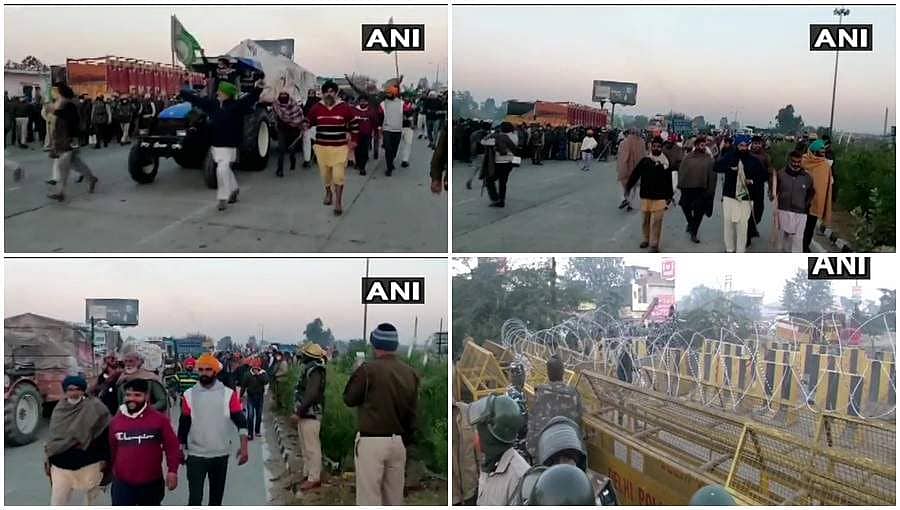 ದೆಹಲಿ ಗಡಿ ಸಮೀಪಿಸಿದ 'ದೆಹಲಿ ಚಲೋ' ಪ್ರತಿಭಟನೆ ನಿರತ ಪಂಜಾಬ್ ರೈತರು: ರಾಷ್ಟ್ರ ರಾಜಧಾನಿ ಸುತ್ತಮುತ್ತ ತೀವ್ರ ಭದ್ರತೆ 