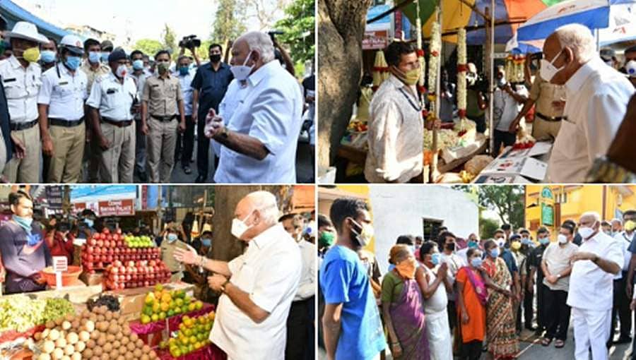 ಯಡಿಯೂರಪ್ಪ ನಗರ ಪ್ರದಕ್ಷಿಣೆ: ಲಾಕ್ ಡೌನ್ ಅವಲೋಕನಕ್ಕಾಗಿ ರಸ್ತೆಗಿಳಿದ ಸಿಎಂ